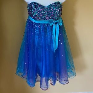 Hannah S blue sequined cocktail/homecoming dress